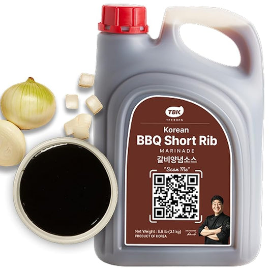 TBK THEBORN Korean BBQ Short Rib Marinade, Sweet Soy Garlic Sauce 3.2kg | Sweet and savory soy garlic marinade for grilled or pan-cooked beef short ribs, chicken, pork and other meats