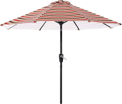ABCCANOPY 9FT Patio Umbrella - Outdoor Waterproof Table Umbrella with Push Button Tilt and Crank, 8 Ribs UV Protection Pool Umbrella for Garden, Lawn, Deck & Backyard (Red Stripe)