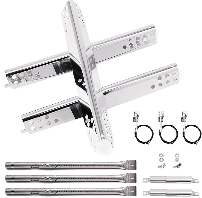 Grill Replacement Parts for Charbroil Advantage 3 Burner 463343015, 463335115, 463435115, 463436815, 463234815 Models. Grill Burner, Heat Plates, Crossover Tubes and Ignitor for Char-broil Grill Parts