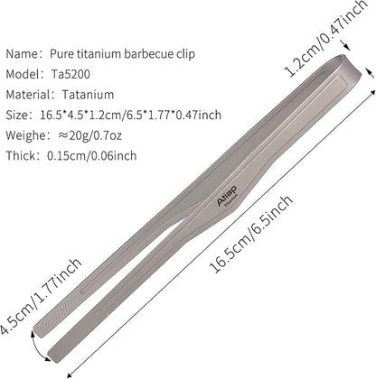 Titanium BBQ Tongs Grill Tongs Tweezer Clip Multi Function for Kitchen Salad Steak Barbecue Buffet (Grey, 6.5)