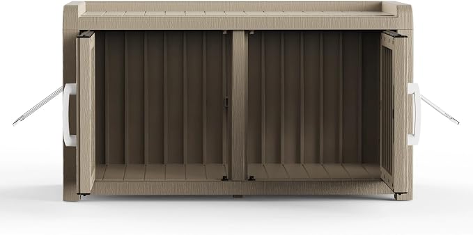 2 Doors Shoe Storage Bench with Cat Cabinet for Entryway, Hallway, Grey | 2 Hidden Side Doors Entryway Bench with Seat, Waterproof Resin Shoe Rack for Entryway, Bedroom, Living Room, Indoor/Outdoor