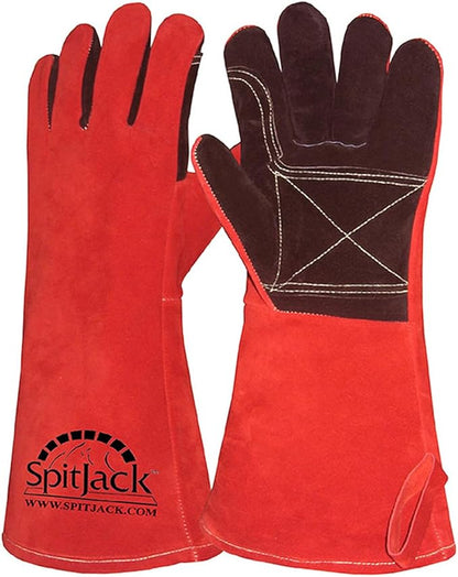 SPITJACK Heat Resistant Fire Protection Fireplace Gloves for Grill, Welding, BBQ Cooking, Wood Stove, Oven, and Kitchen