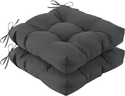 IASEAHK Outdoor Chair Cushions Set of 2, 17" x 17" x 4", Waterproof Outdoor Seat Cushions for Patio Furniture, Fade-Resistant Patio Chair Cushion, Dining Wicker Chair Pads for Porch Garden, Dark Grey
