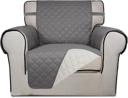 PureFit Reversible Chair Sofa Cover Dog Couch Covers for Sofa, 25.5 in | Gray/Ivory, Water Resistant Couch Protector, Washable Pet Couch Cover with Non Slip and Elastic Straps For Kids