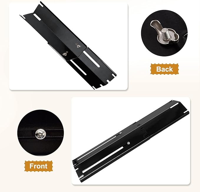 Criditpid Universal Adjustable Porcelain Steel Heat Plates, Heat Tent, Flavorizer Bar, Burner Cover, Flame Tamer for Brinkmann, Charbroil, Nexgrill, Backyard, Extend from 11.75 to 21 Inch, 5-Pack