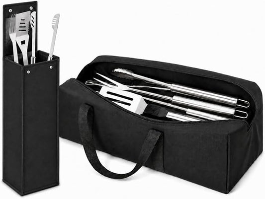 Amylove 2 Sizes Grill Utensil Storage BBQ Tool Bag 24.5" x 9.5" x 8" Large Capacity Grill Accessory Storage Waterproof Grilling Utensil Holder Outdoor BBQ Picnic Cooking Tools for Camp Barbecue