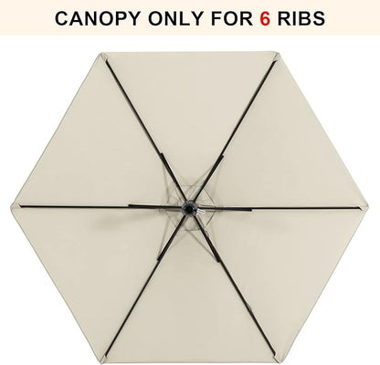 MASTERCANOPY Patio Umbrella 7.5 ft Replacement Canopy for 6 Ribs-Creamy White Canopy Only