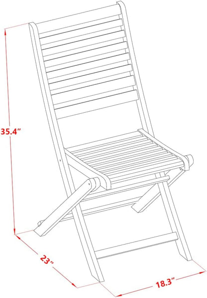 East West Furniture DEBS5CWNA 5 Piece Outdoor Patio Dining Sets Includes a Rectangle Acacia Wood Table and 4 Folding Side Chairs, 40x72 Inch, Natural Oil