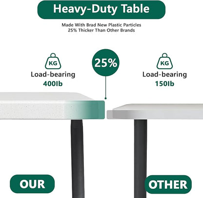 Folding Table 5FT Heavy Duty Plastic Table with Handle, Foldable&Portable, Fold-in-Half Utility Tables for Outdoor, Dining, Wedding, Events, Indoor, Picnic, Camping, Party,Khaki