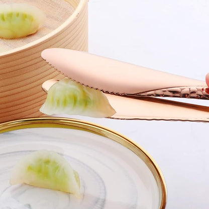 Stainless Steel Kitchen Food Clamp Serving Tongs for Cooking,Toast Bread,Salad,Barbecue,Grilling,Baking,Frying(Rose Gold)