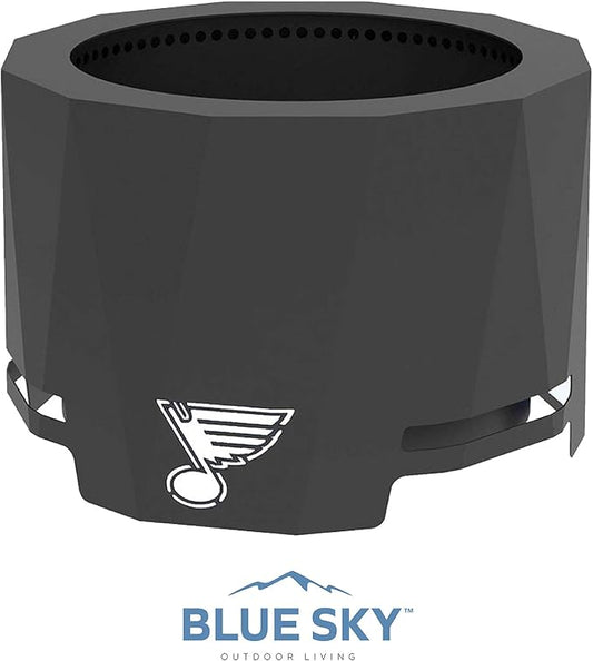 Blue Sky Outdoor Living NHL Edmonton Oilers 24” Steel Peak Patio Smokeless Fire Pit with Spark Screen Kit, Firewood and/or Wood Pellet Burning