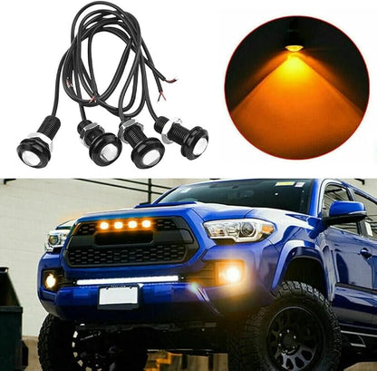 4cs Car Light Front Grille Lamps DC 12V Bumper Grill Hood Amber Lights For Dodge For Ford SUV For Raptor