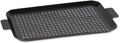 RSVP International Porcelain Coated Steel BBQ Grill Tray/Pan, Outdoor Barbeque Grilling Accessories for Cooking Fish & Vegetables, Dishwasher Safe, Medium, 16.75x10"