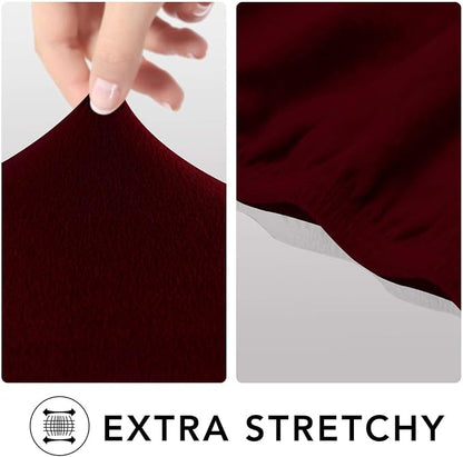 PureFit Stretch Couch Covers for Sofa 4 Seater Slipcovers Wine | 1-Piece Sofa Cover Washable Soft Couch protector, Couch Slipcover with Non Skid Foam and Elastic Bottom for Kids, Dogs