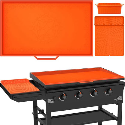 36"Silicone Griddle Cover & 16"Griddle Accessories for Blackstone with Grease Cup Liner, 3PCS Heavy Duty Food Grade Silicone Grill Mat,BBQ Grill Mat All-Season Protection form Grease & Dirt