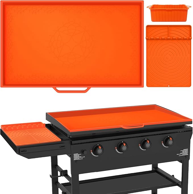 36"Silicone Griddle Cover & 16"Griddle Accessories for Blackstone with Grease Cup Liner, 3PCS Heavy Duty Food Grade Silicone Grill Mat,BBQ Grill Mat All-Season Protection form Grease & Dirt