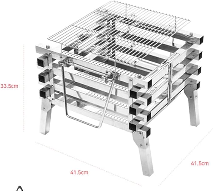 Portable Charcoal Grill for Camping BBQ Grills Outdoor Barbecue Grill Stainless Steel Folding Bonfire Rack Wood Stove Carbon Oven Barbecue Incinerator for 3-5 People,A-1