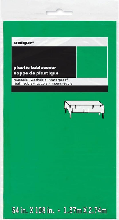 Emerald Green Solid Rectangular Plastic Table Cover (54" x 108") 1 Count - Elegant Design & Premium Quality, Ideal For Parties, Events & Everyday Use