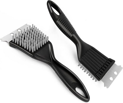 Wire Brush with Scraper for Paint Removal Rust Cleaning 2-Pack Versatile Stainless Steel Bristle Brush for Cleaning Grill Stains Welds Moss and More