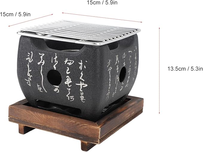 Portable Charcoal BBQ Grill, Compact Tabletop Mini Barbecue Stove for Outdoor Camping Backyard Picnic, Quick Heat Up (19.5x18cm / 7.7x7.1in)