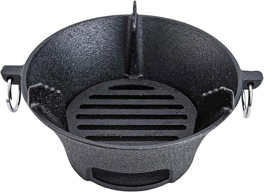 Cast Iron Charcoal Stove With Thickened Base For Even Heat, Portable Korean Cooktop And Japanese BBQ Grill For Outdoor Camping Or Picnic Cooking(19.5cm)