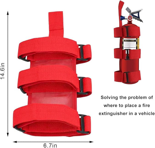 Ohleats Roll Bar Fire Extinguisher Holder, Adjustable Fire Extinguisher Mount Strap with American Flag Pattern, Car Accessories Fixed Belt for Wrangler JK JKU TJ CJ (No Pattern, Red, 1 PCS)