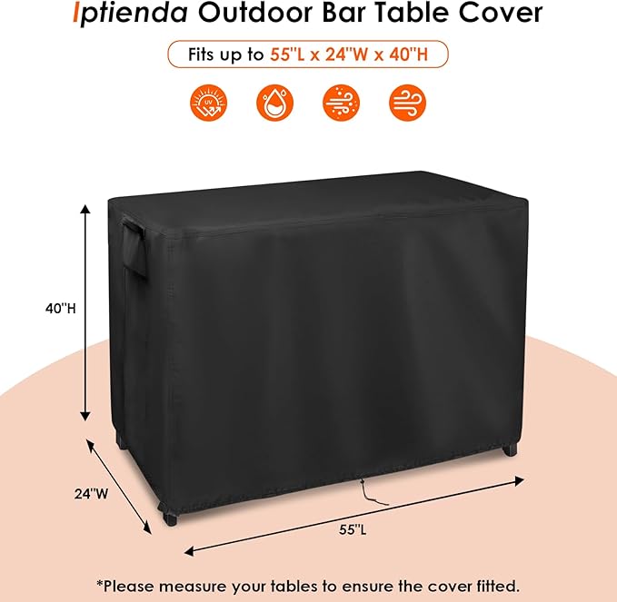 Outdoor Table Cover for Patio Prep Tables, 55inch Bar Table Cover Waterproof for Bar Furniture,Grill Cart,Kitchen Island Tables-55"L x 24"W x 40"H