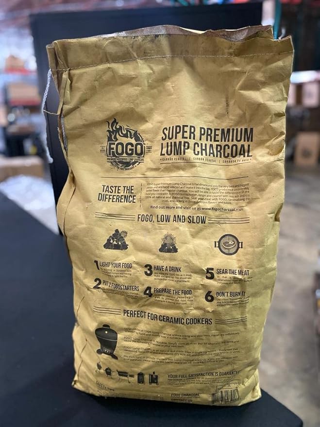 FOGO Premium Hardwood Lump Charcoal, Natural Large Sized Lump Charcoal, 17.6 Pound Bag and FOGO Fogostarters Natural Fire Starters, 30 Count Box, Bundle