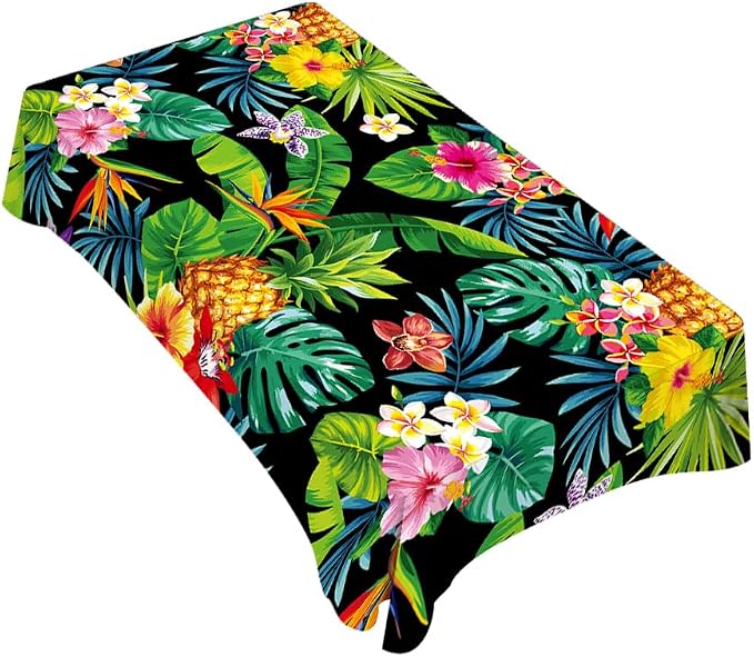 TKS MITLAN Pineapples Decorative Rectangle Tablecloth Hawaii Pineapples Palm Leaves Flowers Polyester Table Cloths Kitchen Table Cover for Dining BBQ Picnic Coffee Table 60 x 84 Inch 6-8 Seats