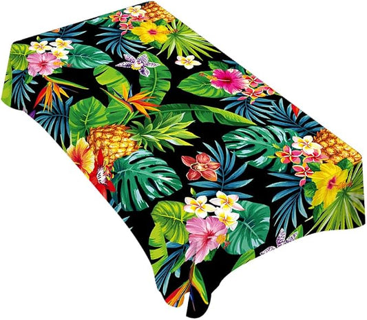 TKS MITLAN Pineapples Decorative Rectangle Tablecloth Hawaii Pineapples Palm Leaves Flowers Polyester Table Cloths Kitchen Table Cover for Dining BBQ Picnic Coffee Table 52 x 70 Inch 4-6 Seats