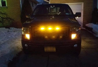 x xotic tech 3pcs Smoked Lens Front Grille Marker LED Light Lamps w/Harness Wiring OE Fit Compatible with Ford F-150 F150 Raptor 2010-2014 & 2017-up(Amber 12-SMD)