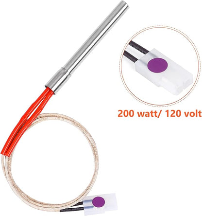 2 Pack Replacement Hot Rod Ignitor Kit for Traeger and Camp Chef Wood Pellet Grills, Upgraded Pellet Grill Igniter/Hot Rod Replacement - Durable Hot Rod Ignitor Comes with 2 Pcs Fuses, 200W 120V