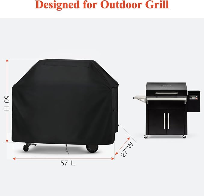 TheElves Grill Cover for Traeger Silverton 810 TFS81BLF, 57" Outdoor Grill Covers Waterproof Heavy Duty for Outdoor Pellet Grill and Smoker - 57" W x 27" D x 50" H