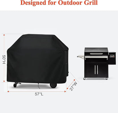 TheElves Grill Cover for Traeger Silverton 810 TFS81BLF, 57" Outdoor Grill Covers Waterproof Heavy Duty for Outdoor Pellet Grill and Smoker - 57" W x 27" D x 50" H