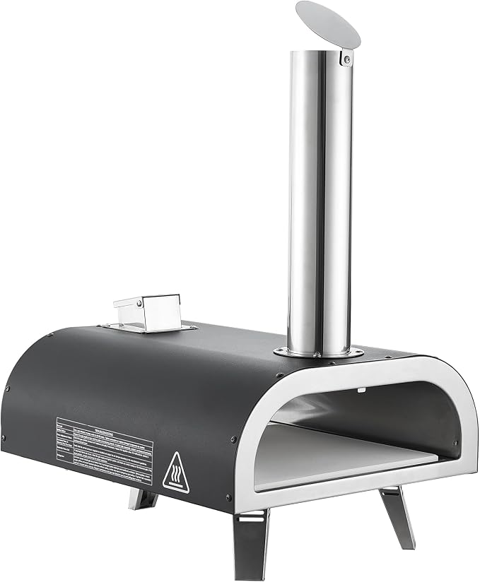 VEVOR Multi Fuel Pizza Oven Outdoor, 12 Inch Wood Fire & Propane Gas Pizza Oven, Pellet & Propane Pizza Maker with Thermometer, Pizza-Cook for Outside Kitchen Patio Camping & Backyard, Black
