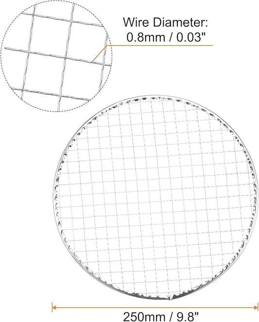 HARFINGTON 5pcs Round BBQ Grill Net 9.8" Dia Galvanized Iron Barbecue Mesh Mat for Baking Smoking Charcoal Grilling Roasting