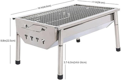 Charcoal BBQ Grill Stainless Steel Folding 15.9 * 11 * 8.8" 40.5x28x22.5cm Folded Size: Approx. 15 * 11 * 4" 38x28x10cm CYELARS