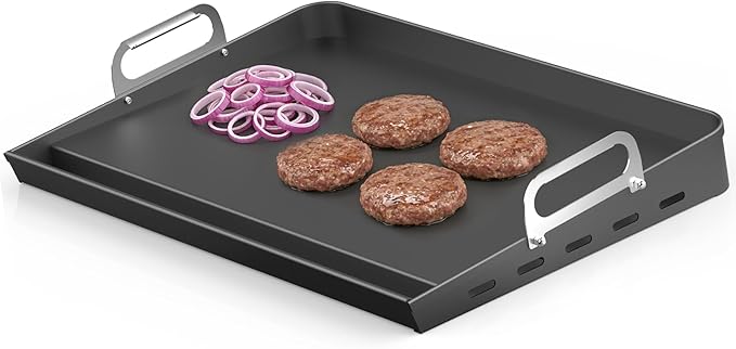 EUTRKei 17"x13" Nonstick Griddle for Gas Grill, Cast Iron Griddle for Stove | Plancha Para Cocinar with Grease Groove, Reinforced Flat Top & Effortless Cleanup, for Parties, Camping &Tailgating
