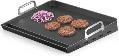 EUTRKei 17"x13" Nonstick Griddle for Gas Grill, Cast Iron Griddle for Stove | Plancha Para Cocinar with Grease Groove, Reinforced Flat Top & Effortless Cleanup, for Parties, Camping &Tailgating