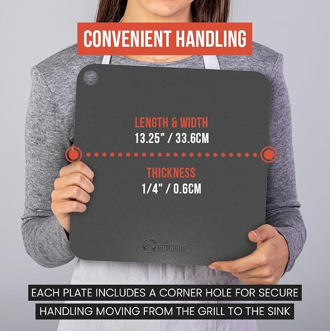Chef Pomodoro Pizza Steel for Oven, 13x13 In, 1/4 Thick Baking Steel | Pre-seasoned Steel Baking Stone for Pizza, Bread & Pastries; Durable, Grill-safe, Easy-clean With Finger Hole Handle