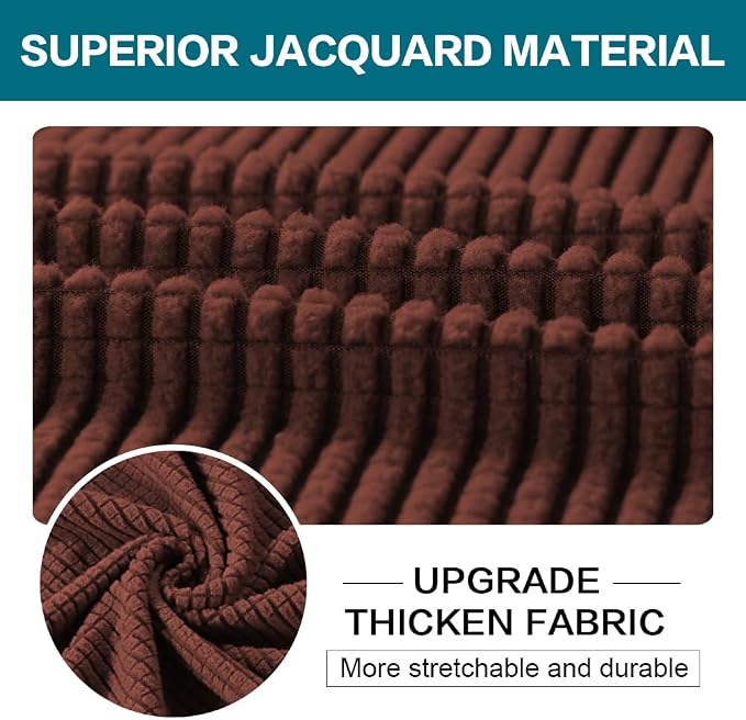 Turquoize 3 Piece Sofa Covers For 2 Cushion Couch Sofa Slipcover Soft Couch Cover For Dogs-Washable Sofa Furniture Cover With 2 Individual Cushion Covers, Thick Jacquard Fabric (Loveseat, Burnt Brick)