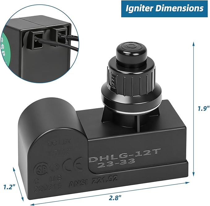 Grill Igniter Kit Replacement Parts - for Charbroil, Expert Grill, Dyna Glo, Kenmore, Universal 2 Outlet Button