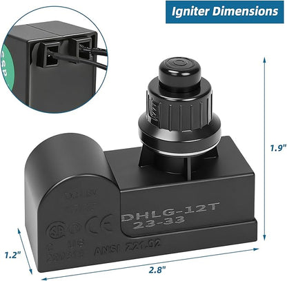 Grill Igniter Kit Replacement Parts - for Charbroil, Expert Grill, Dyna Glo, Kenmore, Universal 2 Outlet Button