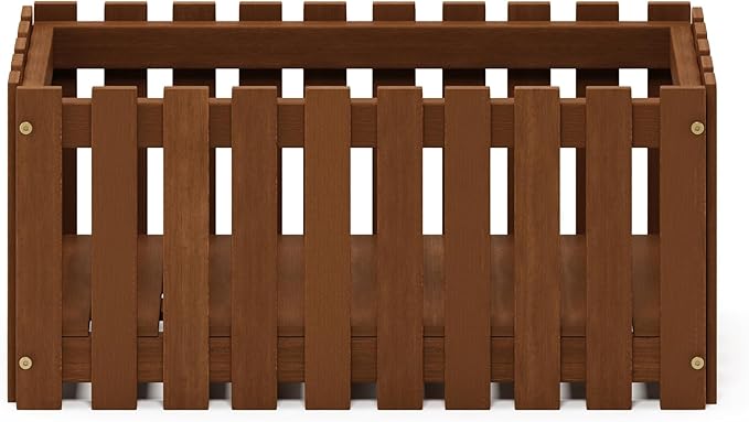 Furinno TIOMAN Planter Box, Hardwood Slat Style Flower Box, Rectangular Garden Box, in Teak Oil, Indoor, Outdoor, Patio, Garden, Balcony, Light Wood
