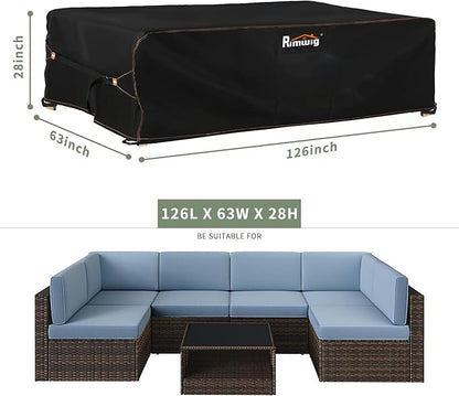 Extra large Patio Furniture Set Covers Waterproof, Outdoor furniture covers clearance, Sectional Sofa Couch Set Covers Winter, Outside Dining Table Chair Set Cover Heavy Duty 126" L x 63" W x 28" H