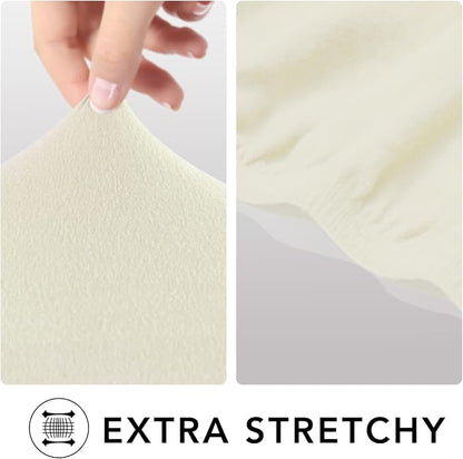 PureFit Stretch Loveseat Covers Fleece Couch Covers for Sofa Ivory | 1-Piece Sofa Slipcover Soft Couch Protector, Sofa Cover Washable with Non Skid Foam and Elastic Bottom for Kids, Dogs