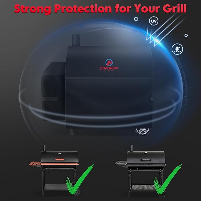 Comnova Grill Cover for Char Griller 32 Inch Barrel Grill - 600D Premium Grill Cover for Outlaw Charcoal Grill, Fits models Outlaw E2137, Pro Deluxe XL 2735 without Side Fire Box - 51"L x 32"W x 48"H