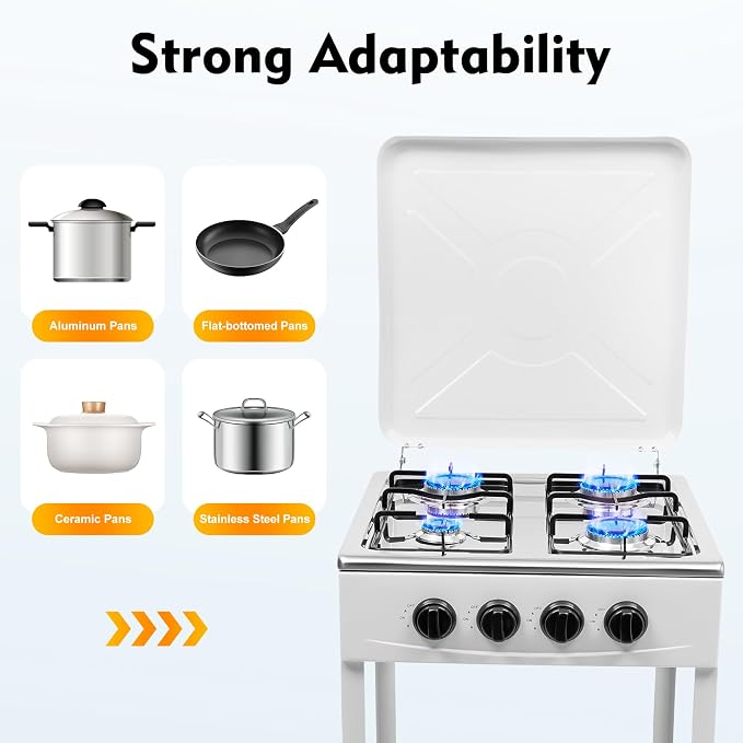 Propane Gas Powered Stove, 4 Propane Burners Outdoor Stove with 4 Control Knobs for Cooking, Portable Freestanding Camping Stove for Stir-fry, Camping, Fishing, Travel