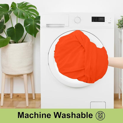Smiry 2 Pack Spandex Elastic Fitted Table Cloth Skirt for 8FT Table | Stretch Washable Table Cloth, Banquet Table Cover for Wedding, Party, Indoor & Trade Shows, (Orange, 96Lx30Wx30H)