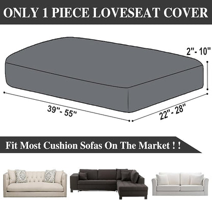 LA MEACK Couch Cushion Cover Loveseat Cover or 2 Seat Sofa Cover Washable Stretch Sectional Sofa Slipcover(1 Piece for Loveseat or Sofa 2-Seater, Black)
